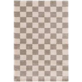 Tapis rectangulaire Release effet damier beige L.170 x l.120cm Balta