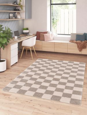 Tapis rectangulaire Release effet damier beige L.170 x l.120cm Balta