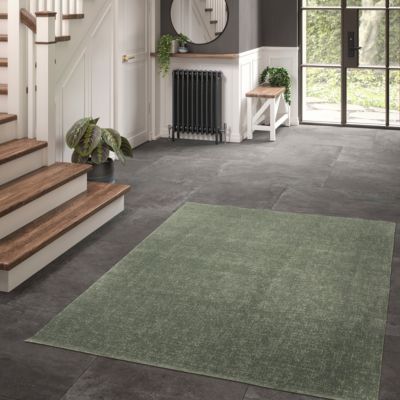 Tapis rectangulaire vert kaki 230 x 160 cm effet viscose GoodHome Yoroo