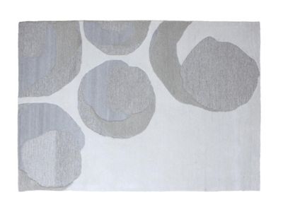 Tapis à reliefs motifs abstraits en laine et viscose - 160 x 230 cm - 2200g/m2 - Gris - KUMASI