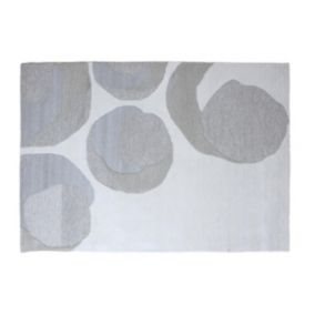 Tapis à reliefs motifs abstraits en laine et viscose - 160 x 230 cm - 2200g/m2 - Gris - KUMASI