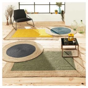 Tapis rond bicolore Napoli -  Bleu Douceur d'Intérieur