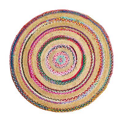 Tapis rond coloré Chindi en jute et coton Ø120cm Ornami