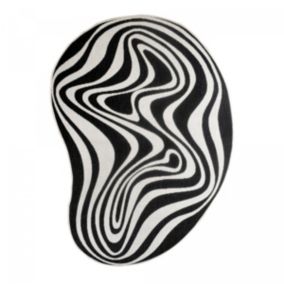 Tapis rond d'extérieur, kilim reversible LYN2 W REVERSIBLE, noir, blanc