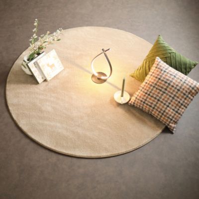 Tapis rond doux - Hypnose beige nude - Galon beige foncé - 120 cm