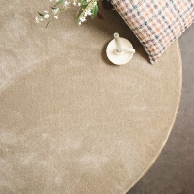 Tapis rond doux - Hypnose beige nude - Galon beige foncé - 120 cm