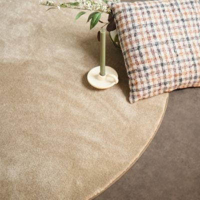 Tapis rond doux - Hypnose beige nude - Galon beige foncé - 120 cm