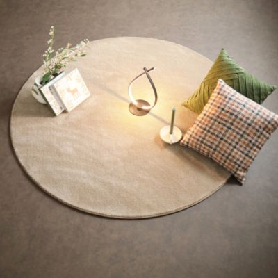 Tapis rond doux - Hypnose beige nude - Galon beige foncé - 250 cm