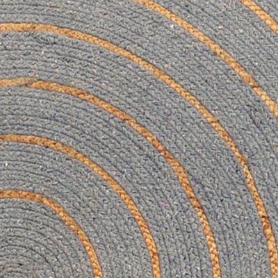 Tapis rond en coton tressé, effet jute rayé, kaki, 120 cm, Dylrev