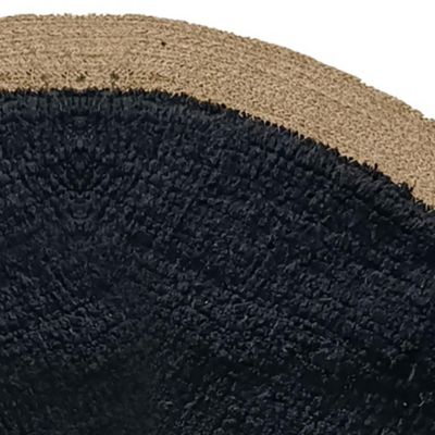 Tapis Rond en Jute et Coton, 80 cm, Noir et Jute, Dylrev
