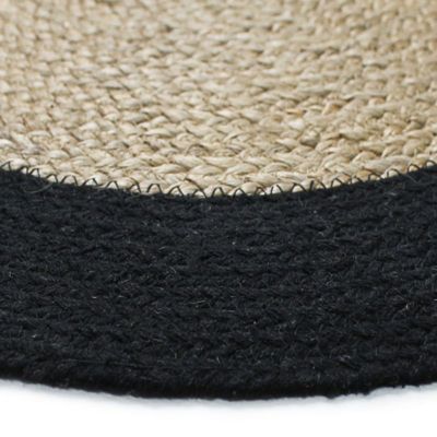 Tapis rond en jute et coton bande noire diam.120