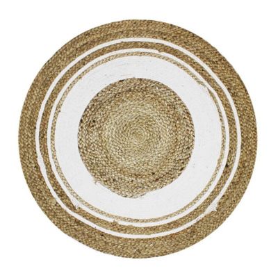 Tapis rond en jute et coton cercle blanc diam.70