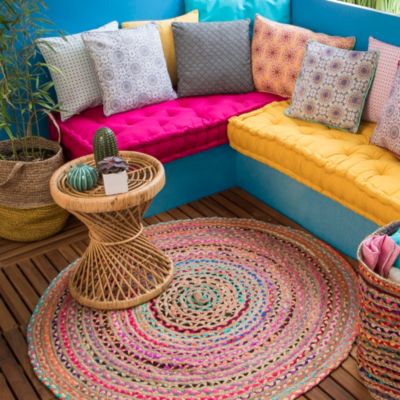 Tapis De Coureur En Jute Tressé – Multicolore – 80x240 Cm – Fait Main – Inde