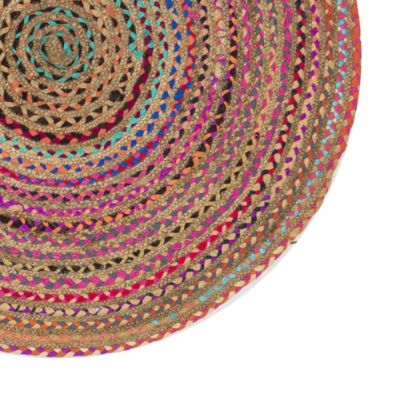 Tapis rond en jute et tissu multicouleur ø120 cm