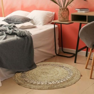 Tapis rond en jute vague naturel diam.90