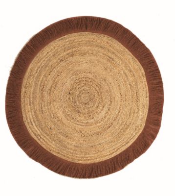 Tapis rond en toile de jute beige et terracotta ⌀120cm Deco&co