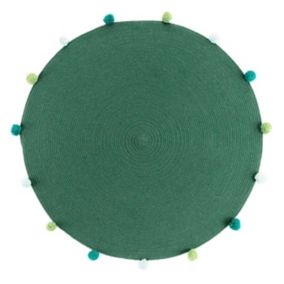 Tapis Rond Enfant "Pompomparty" 90cm Vert