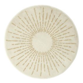 Tapis Rond Enfant "Soleil Métallisé" 80cm Beige