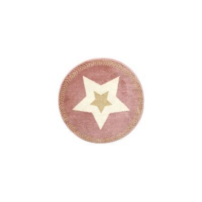 Tapis Rond Enfant "étoile Métallisée" 80cm Rose