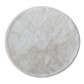 Tapis rond fausse fourrure beige ⌀90cm Ornami