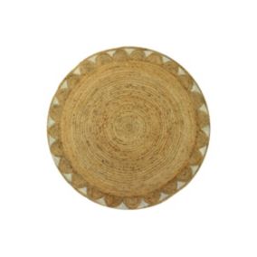 Tapis rond forme fleur 100% jute - D. 150 cm - Naturel - INDIRA