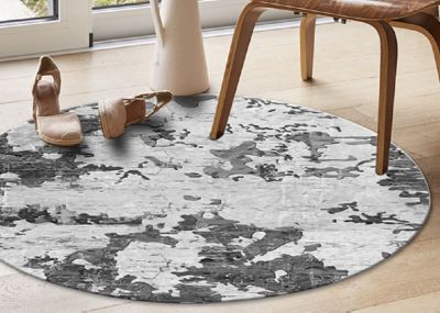 Tapis Rond Gris, Dimension: 120x120