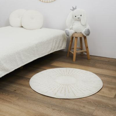 Tapis Rond - HOME DECO KIDS - Soleil - Fil Métallisé - Crème - 80 cm