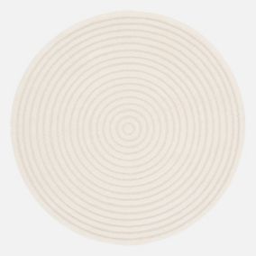 Tapis rond intérieur motifs cercles en relief crème D.160cm