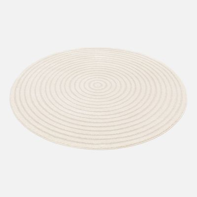 Tapis rond intérieur motifs cercles en relief crème D.160cm