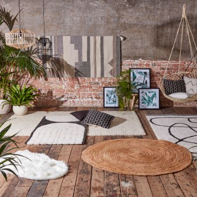 Tapis En Jute Tissé à La Main Motif Ethnique, Multicolore 200x290 Rainbowa M21030962