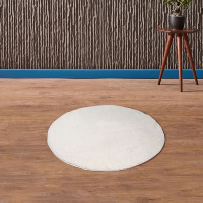 Tapis rond microfibre Markky ⌀70 cm blanc