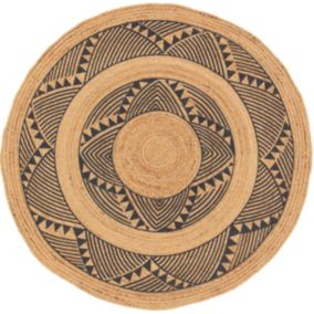 Tapis rond Tonga en jute et motifs noirs Ø120 cm Balta