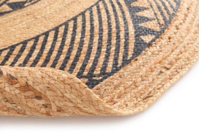 Tapis rond Tonga en jute et motifs noirs Ø120 cm Balta