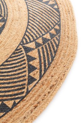 Tapis rond Tonga en jute et motifs noirs Ø120 cm Balta