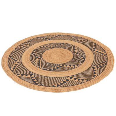 Tapis rond Tonga en jute et motifs noirs Ø120 cm Balta