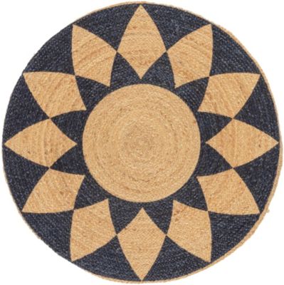 Tapis rond Tonga rosace noir et beige Ø120 Balta