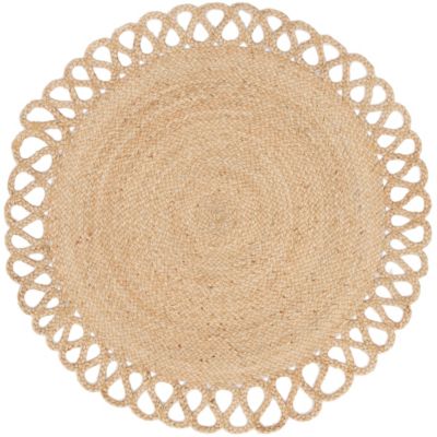 Tapis rond Trecia blanc et jute Ø120 cm Balta