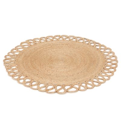 Tapis rond Trecia blanc et jute Ø120 cm Balta