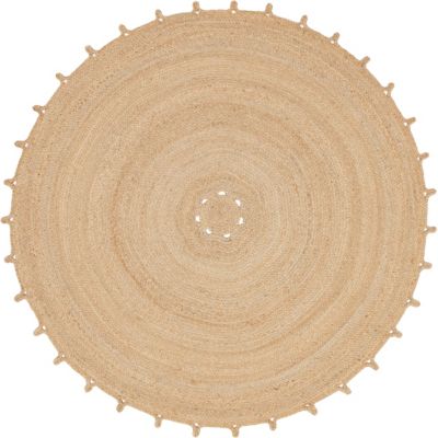 Tapis rond uni en jute Trecia Ø120 cm Balta