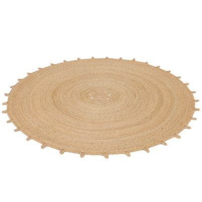 Tapis rond uni en jute Trecia Ø120 cm Balta