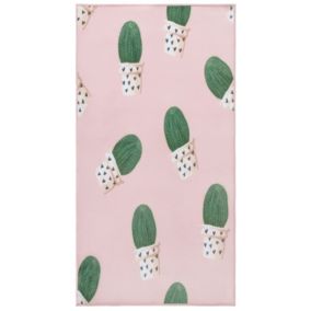 Tapis rose 80 x 150 cm avec cactus ELDIVAN