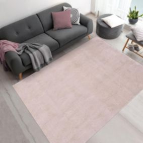 tapis salle de bain 140x200 tissé beige rectangle motif uni ANVIK