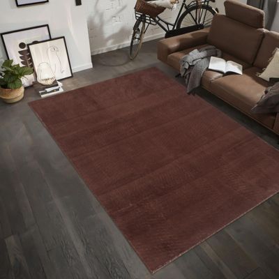 tapis salle de bain 140x200 tissé marron rectangle motif uni ANVIK