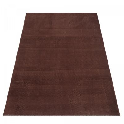 tapis salle de bain 140x200 tissé marron rectangle motif uni ANVIK