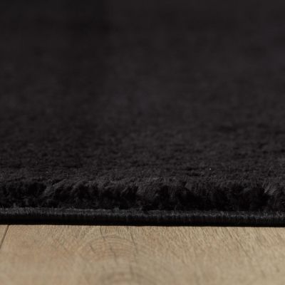 tapis salle de bain 140x200 tissé noir rectangle motif uni ANVIK