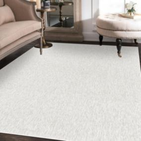 tapis salle de réception 280x370 tissé crème rectangle motif uni SAKRDA