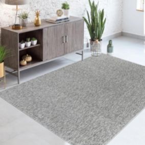 tapis salle de réception 280x370 tissé gris rectangle motif uni SAKRDA