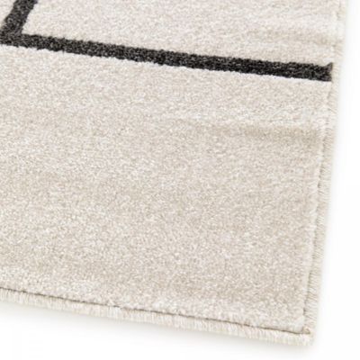 tapis salle à manger 160x230 tissé beige et jaune motif géométrique