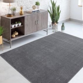 tapis salle à manger 240x340 tissé gris clair rectangle motif uni SOULA