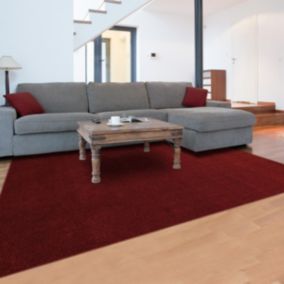 tapis salle à manger 240x340 tissé rouge rectangle motif uni SOULA